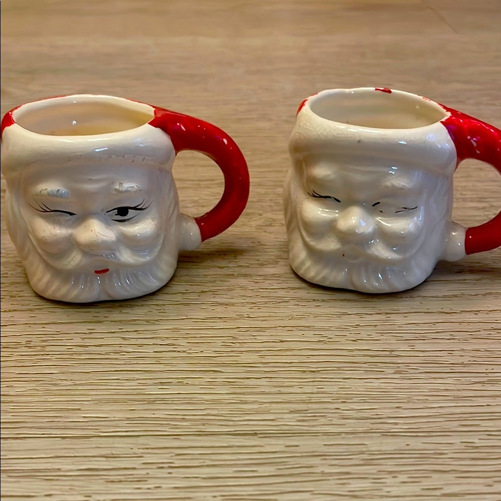 Vintage mini Santa mugs